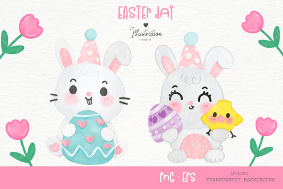Easter Bunny Watercolor for Easter Illustrations