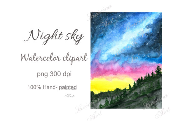 Galaxy Watercolor, Night Sky Illustrations