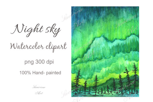 Galaxy Watercolor Night Sky Painting Illustrations