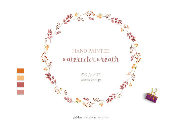Hand Painted Watercolor Wreath Illustrations