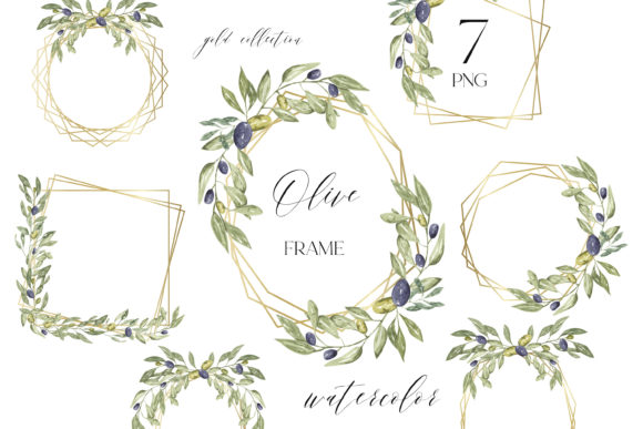 Olive Branch Frames Clipart, Illustrations
