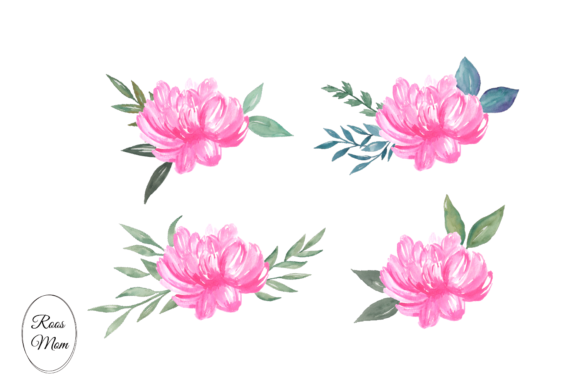 Pink Watercolor Flower Bouquets Illustrations
