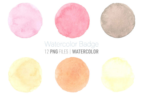 Round Watercolor Badge Clipart Set for Illustrations