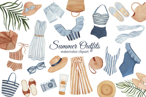 Summer Fashion Watercolor Clipart, Women