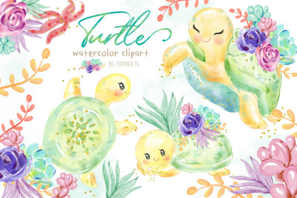 Turtle Watercolor Clipart
