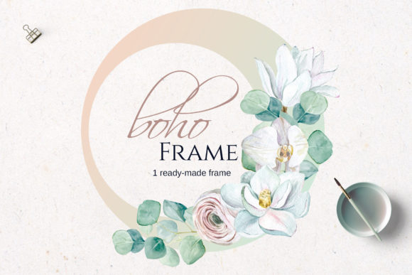 Watercolor Boho Frame for Illustrations
