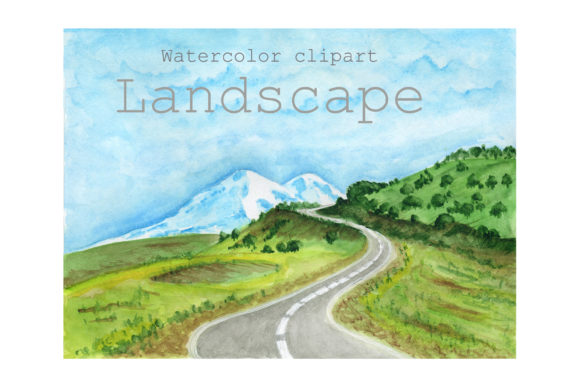 Watercolor Clipart Nature, Mountains Illustrations