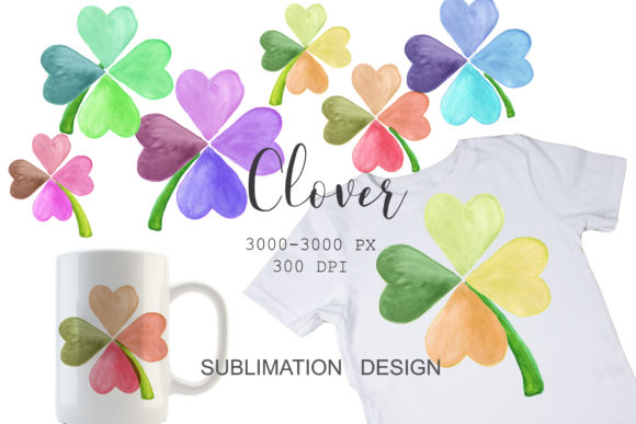 Watercolor Clipart Shamrock Green Illustrations