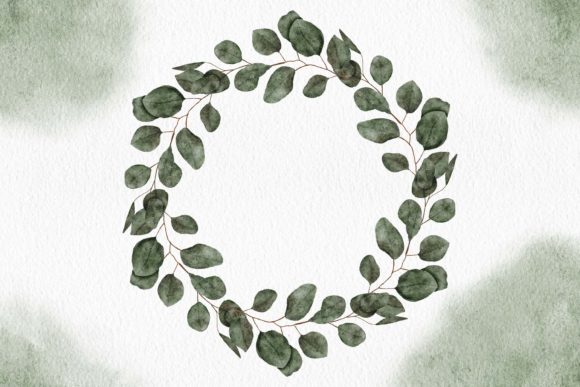 Watercolor Eucalyptus Leaf Wreath Frame Illustrations