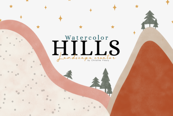 Watercolor Hills Landscape Creator and Illustrations