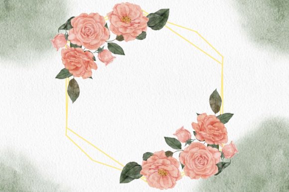 Watercolor Rustic Rose Flower Frame Illustrations