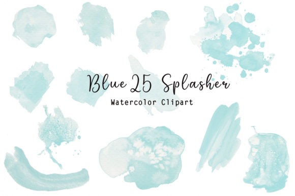 Watercolor Splashes Blue Clipart