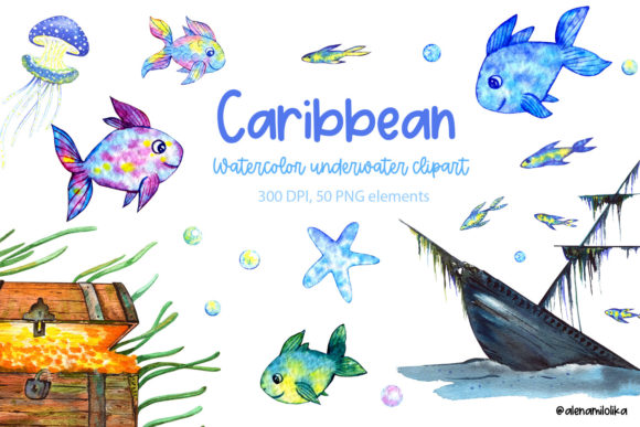 Watercolor Underwater Cute Clipart