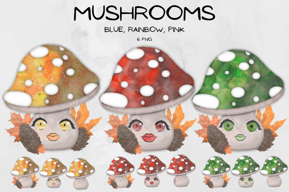 Watercolour Autumn Mushrooms Illustrations